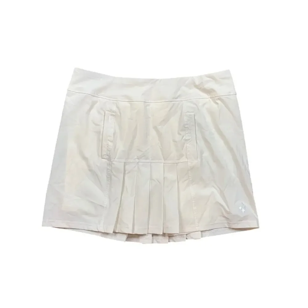 Jofit Skort Women Large Ivory Dash Golf Tennis Pleated Mid Panels Undershorts